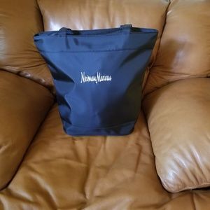 Neiman Marcus  Black Nylon Spell Out Shopper  Tote